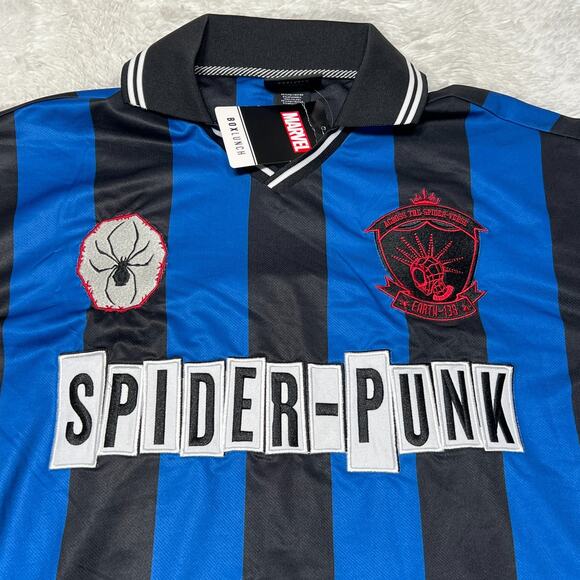MARVEL SPIDERMAN ACROSS THE SPIDER-VERSE SPIDER PUNK SOCCER JERSEY - Picture 2 of 3